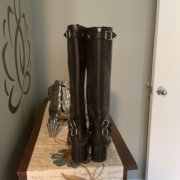 Frye boots black and distressed lots of silver buckle some snaps - Picture 3 of 6